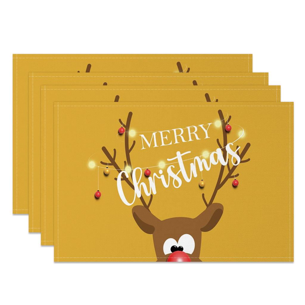Christmas Table mat dining table Xmas Tree Snowman Santa Gingerbread House Linen Fabric Merry Christmas Holiday Table Decoration