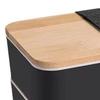 Double Layer Bento Box Multipurpose Wooden Lid Compartment Bento Lunch Box for Work School Home 1200ML Black