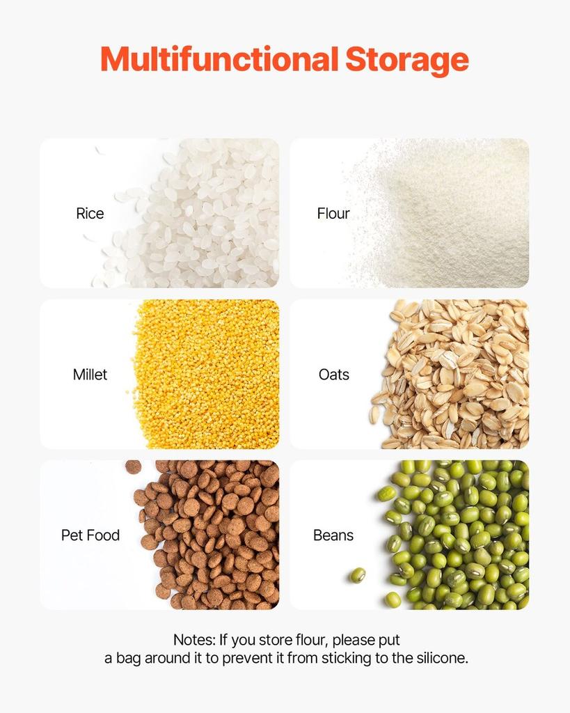 4.5Gal/20L Large Ingredient Storage Container Airtight Kitchen Flour Bin