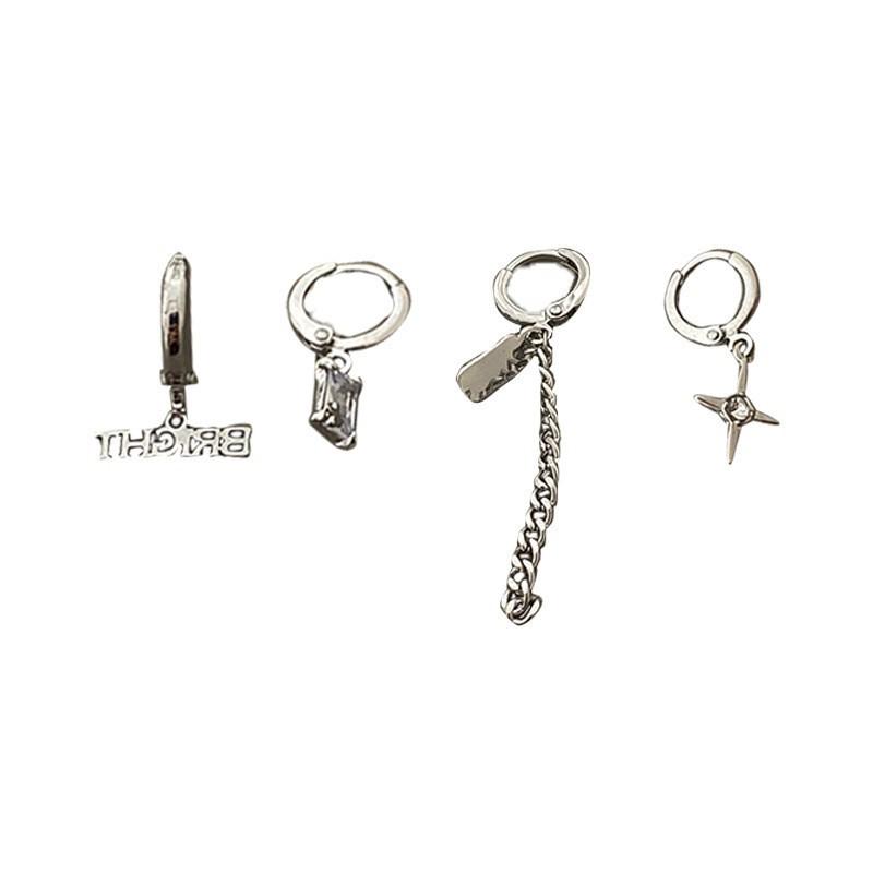 Cold Wind Chain Fringed Earrings Set Trendy Girl Niche Design Earrings Versatile Earrings