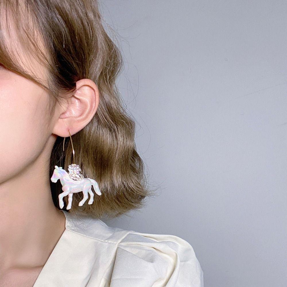 Small Horse Hook Earrings Resin Jewelry Present Fashionable Ear Pendants  Women