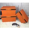 Luxury  Pu Leather Orange Storage Bins Colorful Storage Box  Organizer Containers Baskets with Cover Handles