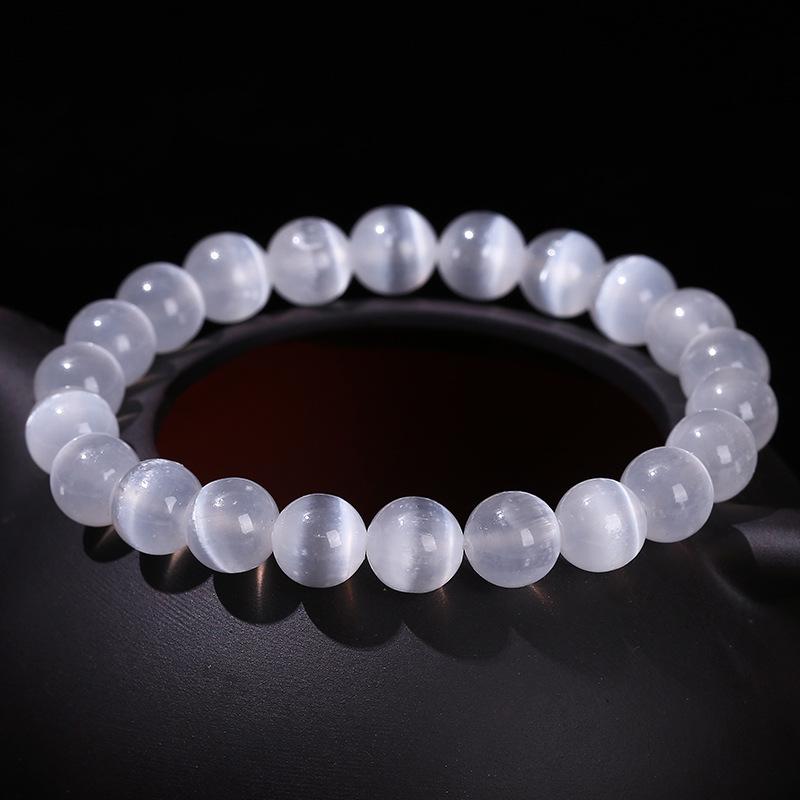 Jingde Jewelry Natural Gypsum Cat's Eye White Bead Bracelet