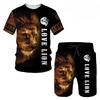 T Shirt & Shorts Sets 2piece Suit for Mens Animal Pattern Print Short Sleeve Tracksuit Leisure 3D Polyester Man's Set