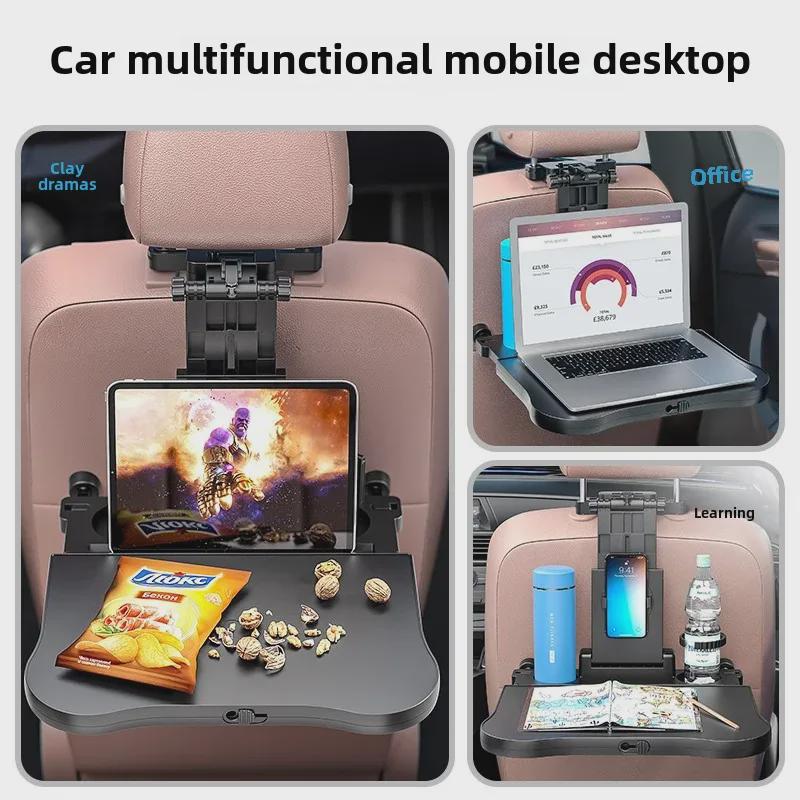 Compact Multifunctional Folding Table with Adjustable Storage, Cup Holder, Phone & Tablet Stand for Adults & Kids.