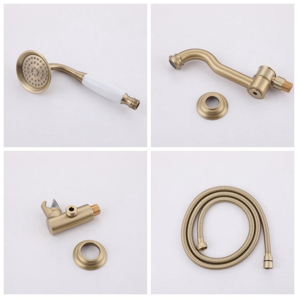 Bathroom Shower Faucet Set Brushed Gold Wall Mounted Rainfall Shower Mixer Tap Black Oil Brush Brass Bath and Shower Faucet Set