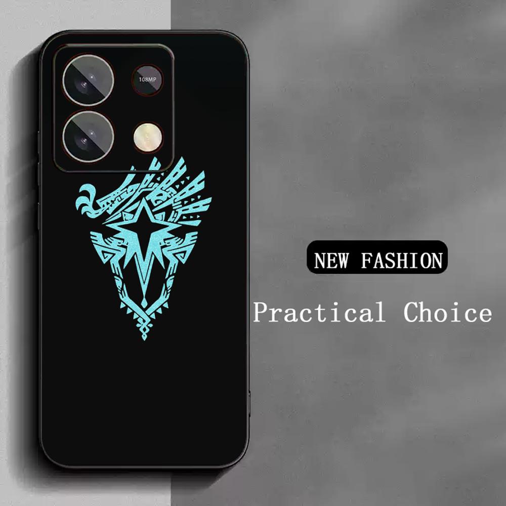 Monster Hunter Game Logo Design Phone Case For Redmi Note 14 13 12 11 Pro Plus S 5G 14C A3 Soft Black Phone Cover