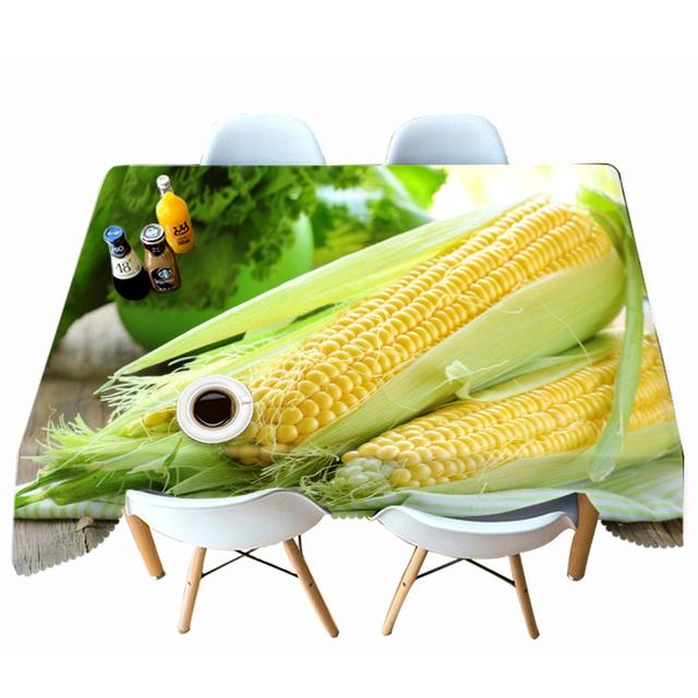 Corn And Lemon Pattern Tablecloth Dustproof Thicken Cotton Rectangular Round Table Cloth For Wedding Picnic Party
