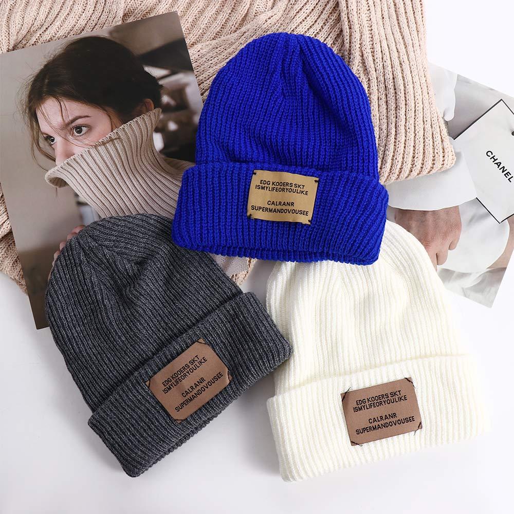 Cute Warm Letter Autumn Winter Stripe Skullies Korean Style Caps Men Beanies Woolen Hat Knitted Hat