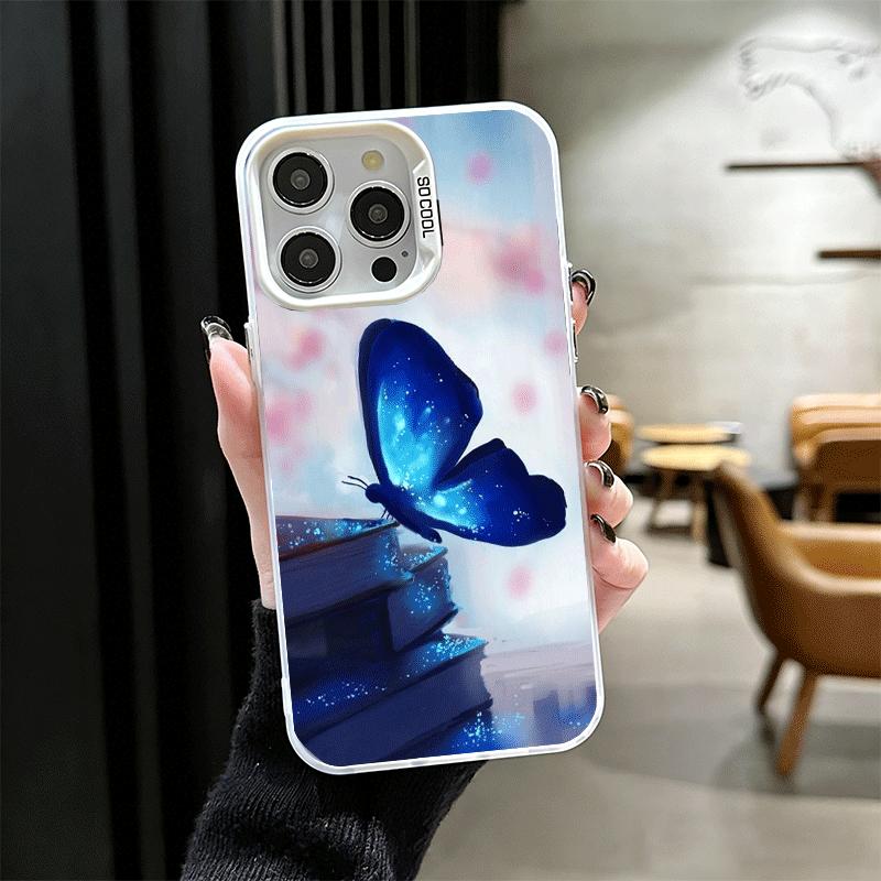 Blue Butterfly Aesthetics Shockproof Phone Case for iPhone 17 Air 16 16E 15 Pro Max 14 Plus 13 Mini 12 Back Cover Anti Fall Fund