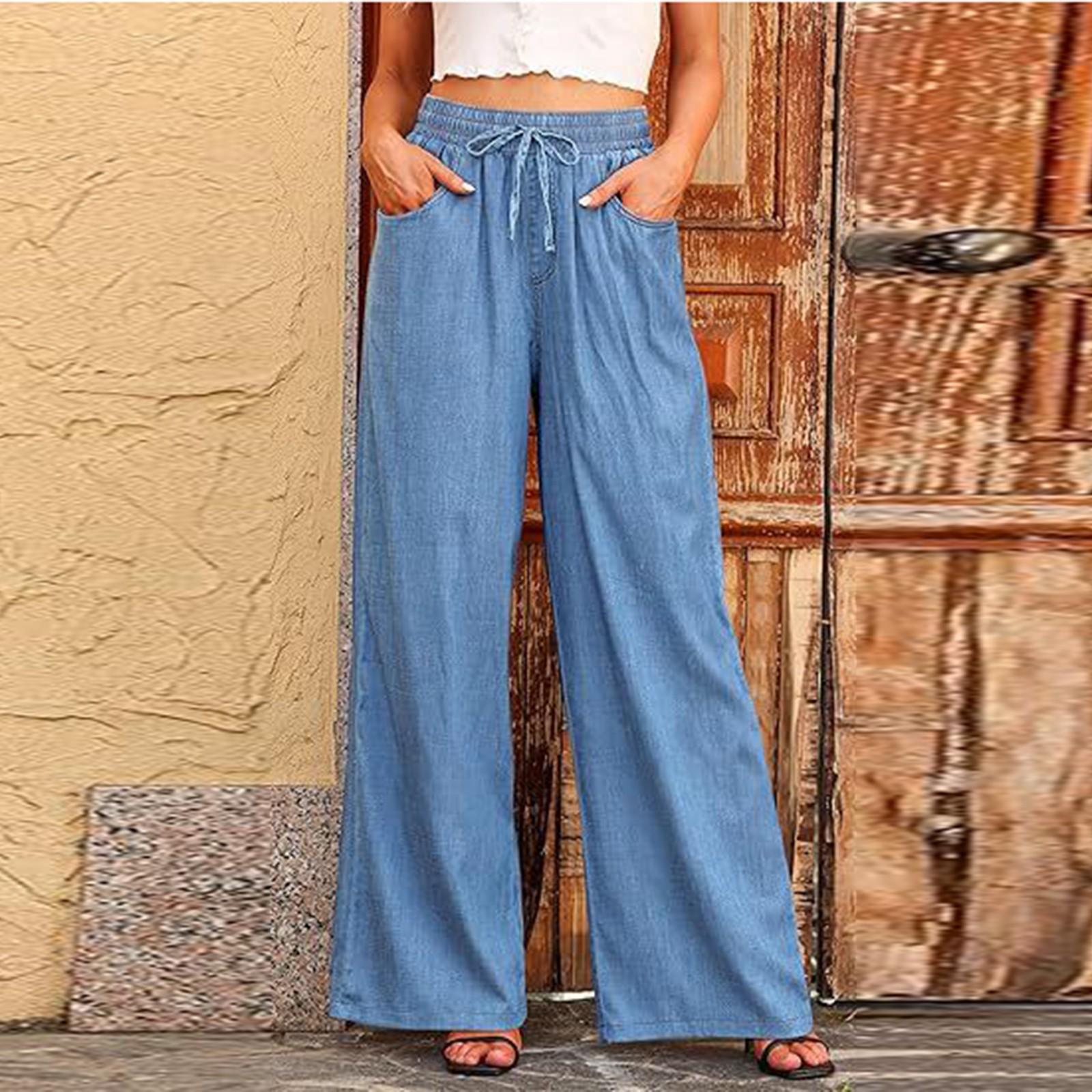 

Повседневные свободные джинсы с карманами, повседневные брюки женские XL синий