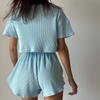 European & American Casual Women's Summer Pajama Set - Comfortable Sexy Solid Color, Short Sleeve & Shorts 2-Piece Set