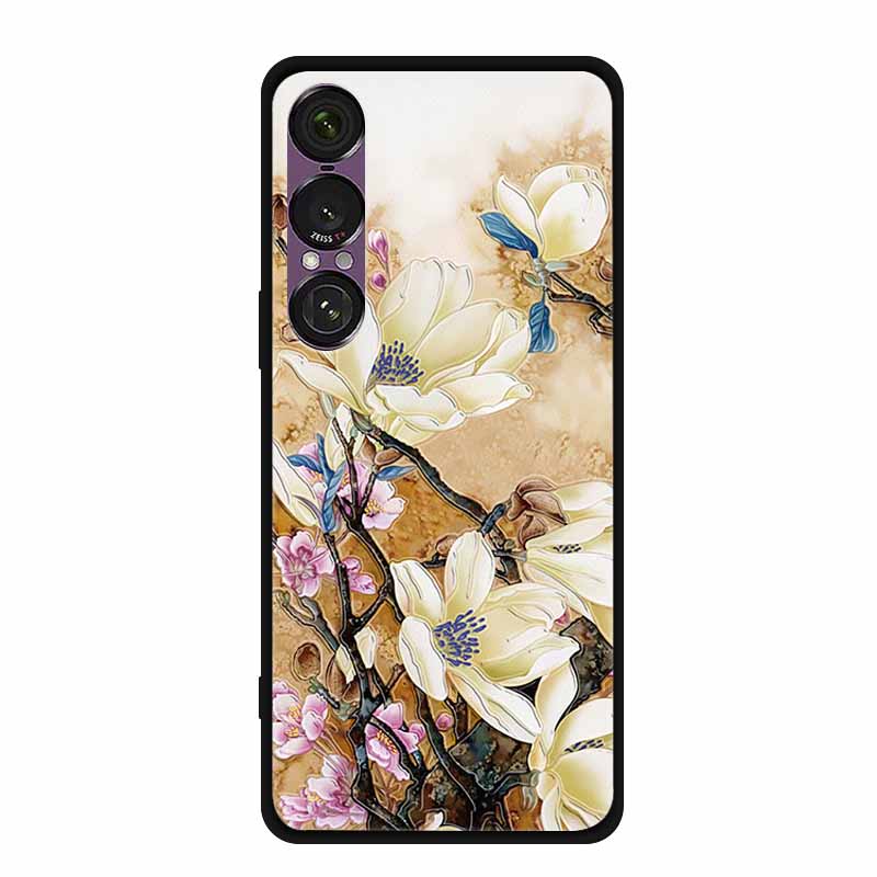 3D Emboss Case For Sony Xperia 1 VII 5G Case Flowers TPU Soft Silicone Back Cover For Sony Xperia 1 VII 2025 Phone Case XQ-FS54