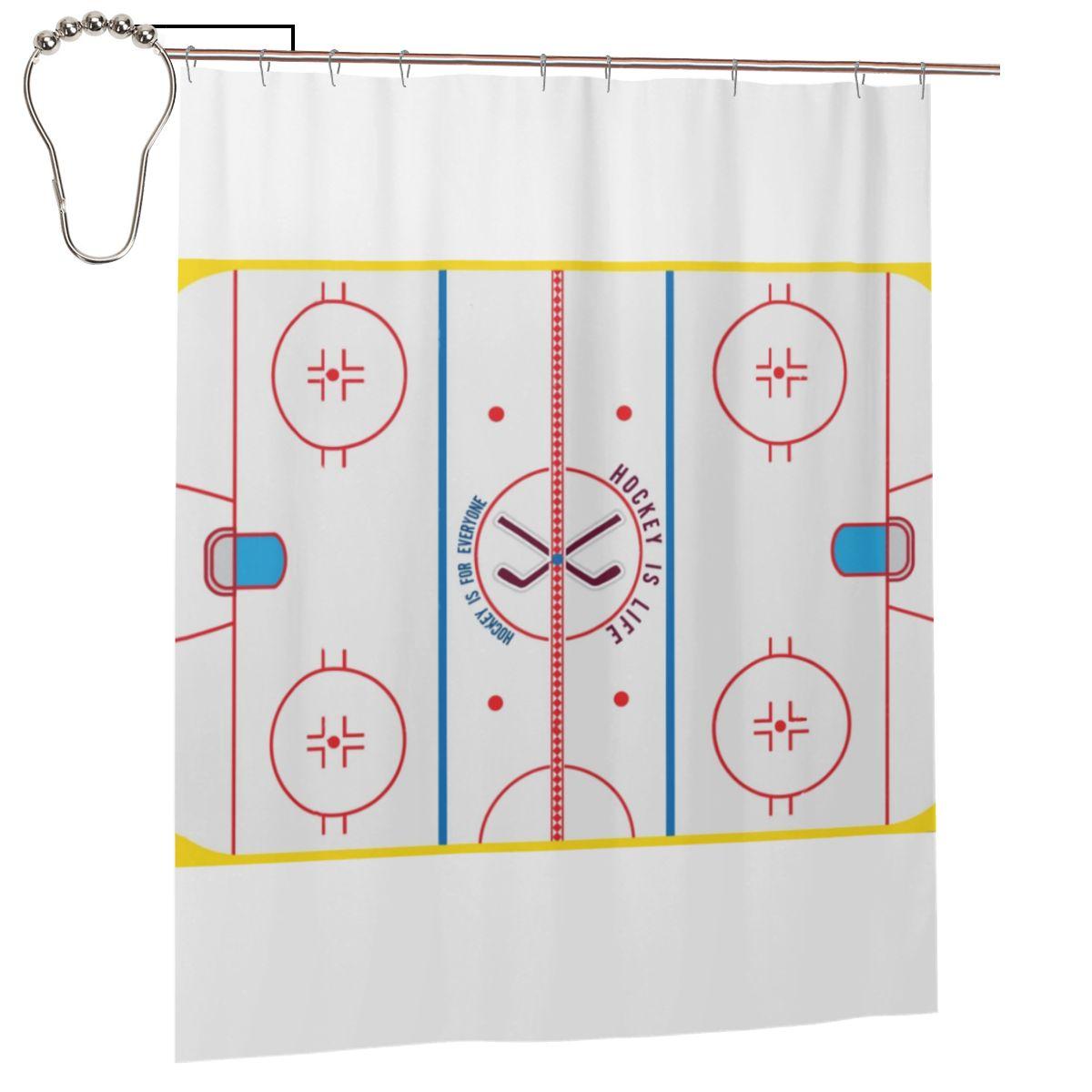 

Hockey Is Life Rink Shower Curtain Bathroom Polyester Waterproof Bath Curtains With Hooks W60H190(CM)-1 Pcs