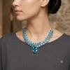 Luxus blauer Topas Edelstein Marquise Kristall Cluster Choker Halskette Vintage versilbert Statement Party Schmuck für Frauen