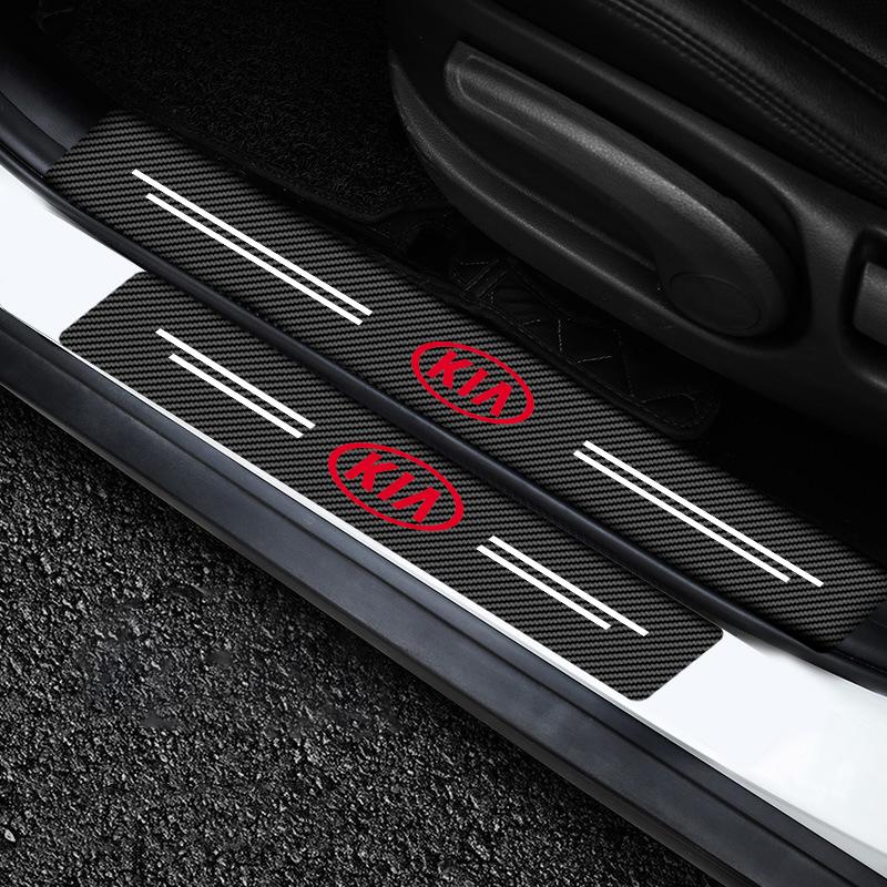 4Pcs Carbon Fiber Car Door Sill Protection Sticker Anti-scratch Refit 3D Sticker For Kia Rio Ceed Sportage Cerato Soul Sorento K2 K5 K6 K7 K8 Flip