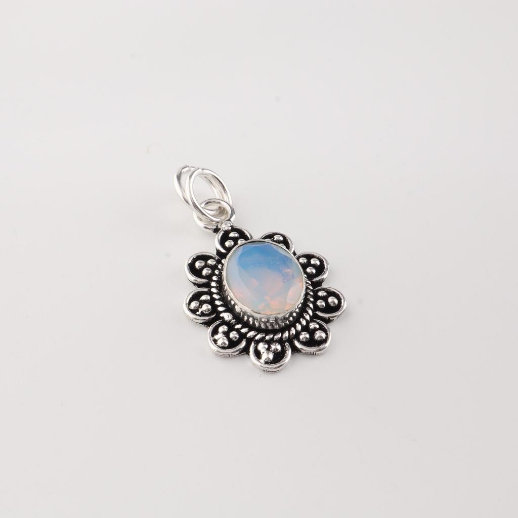 Milky Opal Gemstone 925 Sterling Silver Jewelry Handmade Pendant 1.37" For Women CP-40-15
