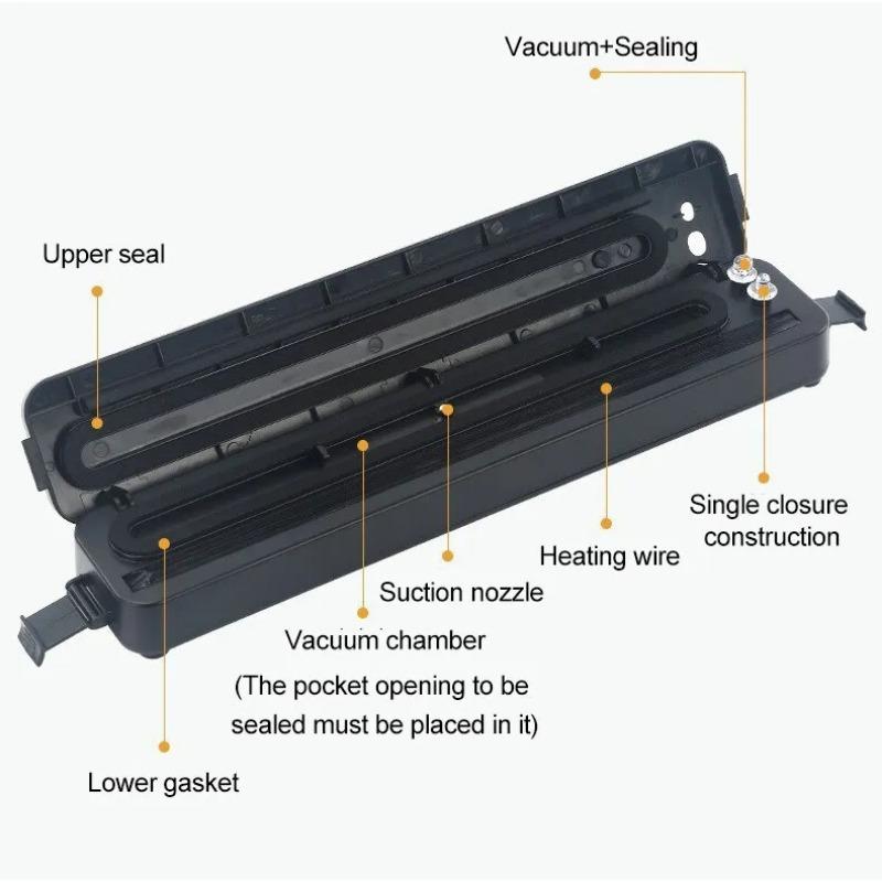 Household Vacuum Packaging Fully Automatic Vacuum Mini Small Plastic Sealer Machine Heat Sealer Film Portable Food Packet Organizer Kitchen Tool