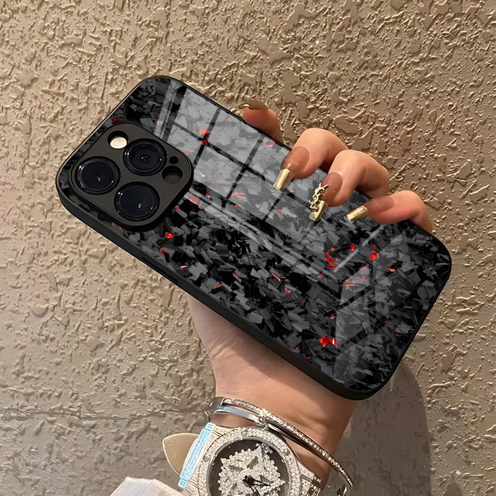 

Carbon & Forged Carbon Fiber TPU Phone Case for iPhone 15 Pro Max 14 Pro 12 11 13 Mini X XR XS 16 Plus SE Tempered Glass Cover iPhone12 Pro