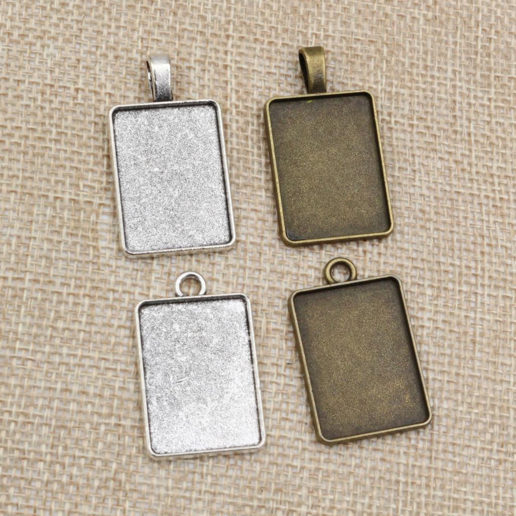 New Fashion 6pcs 18x25mm Inner Size 4 Style Rectangle Cabochon Base Setting Charms Pendant,Fit  18*25mm Rectangle Glass Cabochon