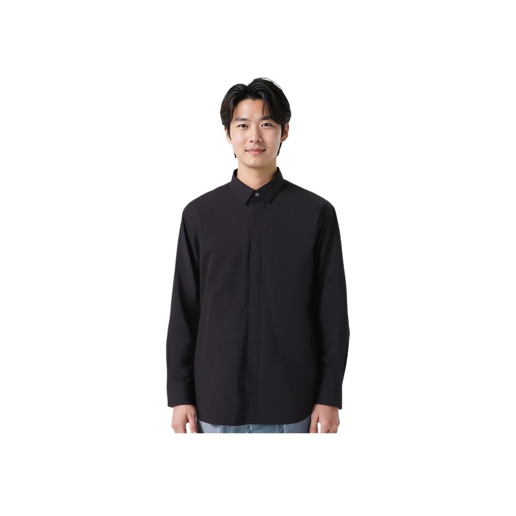 Uniqlo Jil Sander Collaboration Solid Color Cotton Long Sleeve Shirt Men Shirts Black 440461-09