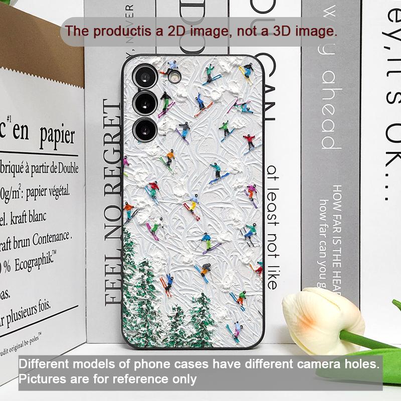 Oil Painting of Snow Scene Skiing Pattern Phone Case for Google Pixel 9 A 8 A 7A 6 A 7 PRO 8 9 Pro XL 4G 5G Silicone Soft Cover