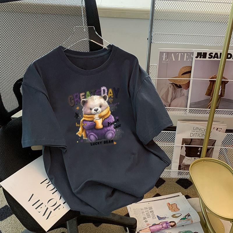 Men Women Short Sleeve T Shirt Cartoon Casual Loose Fit Couple Tops Basic Tees