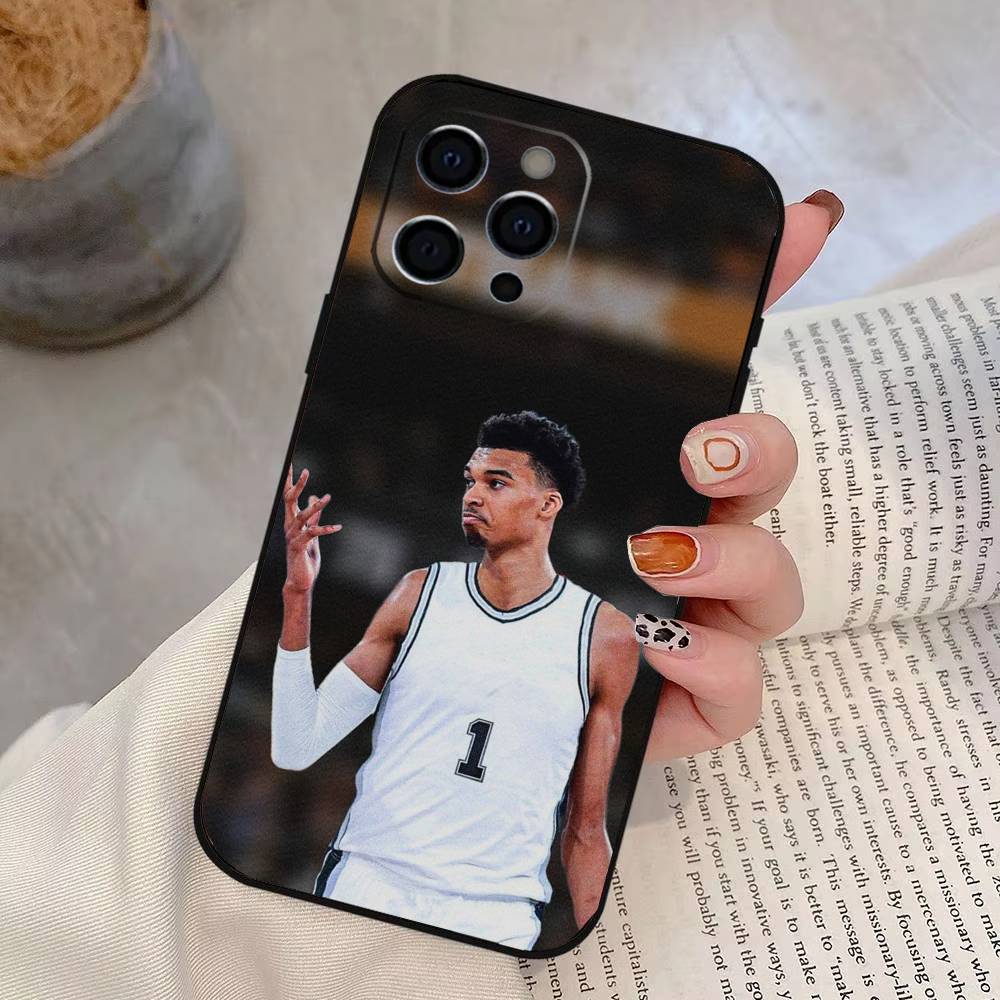 

Basketball Star Victor Wembanyama Phone Case For iPhone 17,16,15,14,13,12,11 Plus,Pro Max,XS,Soft Silicone Black Cover iPhone13ProMax