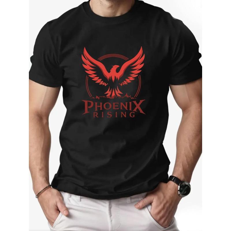 

European Size Men S Big Bird English Pattern Summer Casual Round Neck Short T-Shirt 4XL чорний
