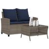 VidaXL Garden Sofa 2-seater Cushions and Table Grey Braided Resin, Outdoor Sofa, Garden Loveseat, Sofa of 4103852