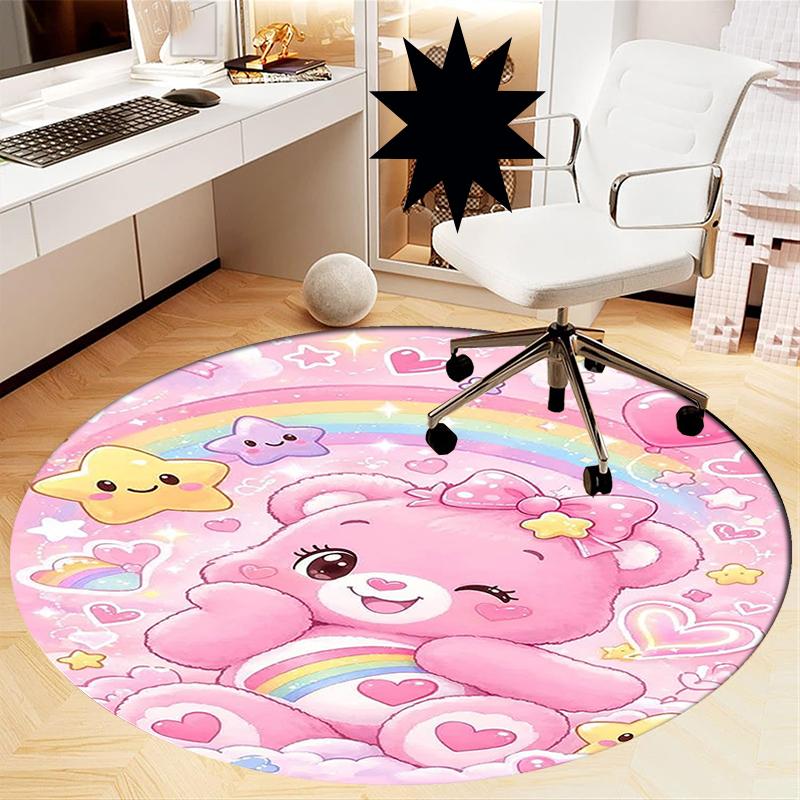 Bear Printed Round Rug Carpet Chair Rug Area Rug Entryway Doormats,for Office Chair Living Room Bedroom Kitchen Room.