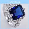 Elegant Blue Vintage Ring With Sapphire Stone And Silver Plating For Women