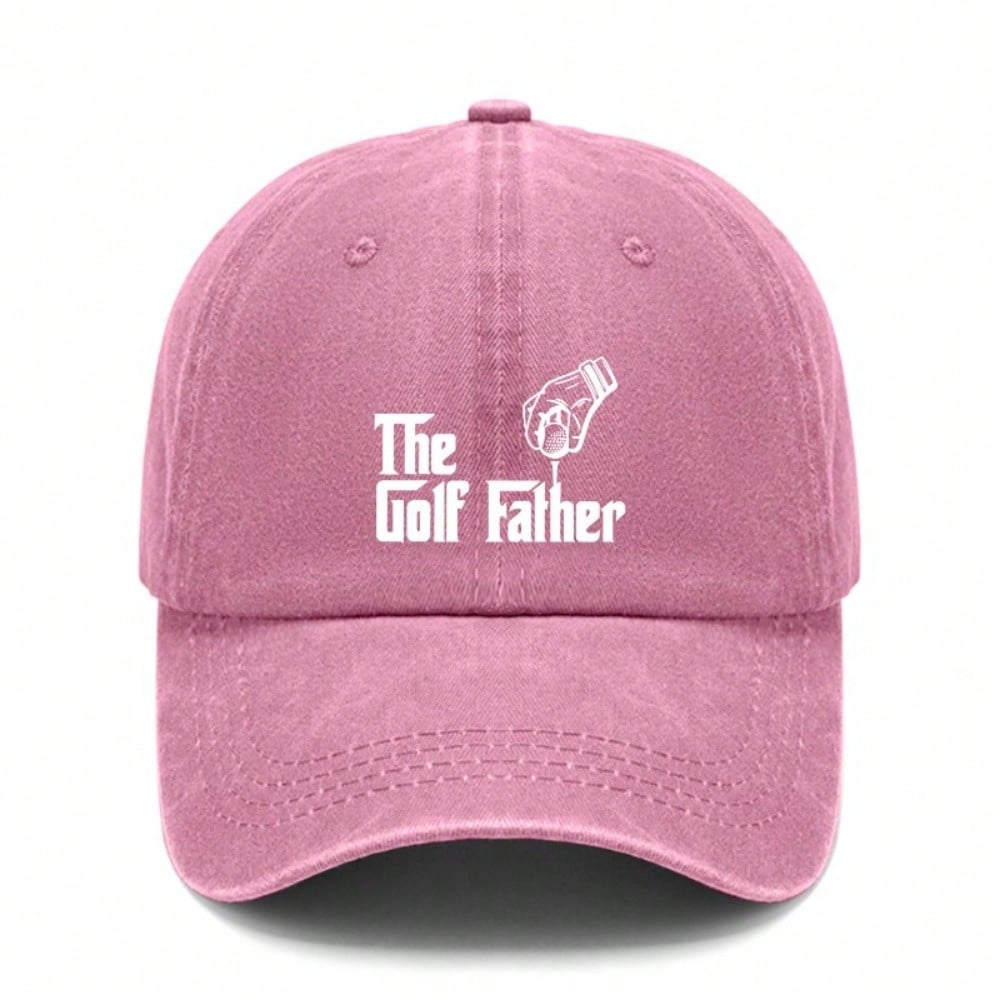 [Vintage Baseball Cap] The Golf Father Print Polyester Soft Adjustable Curved Brim Casual Outdoor Sports Golf Hat For Dad Gift