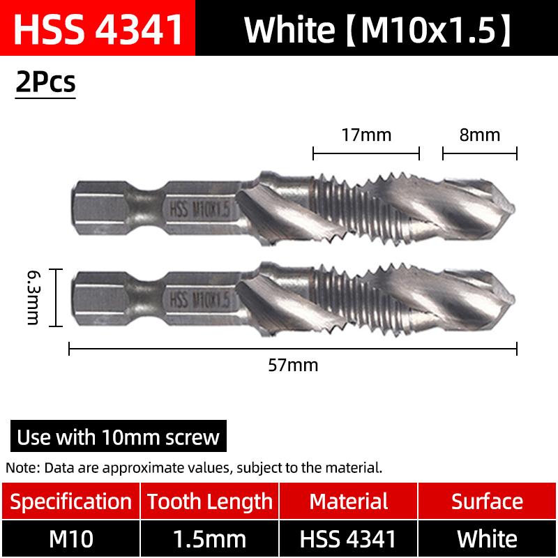 Hex Screw Thread Metric Tap Drill Bits Set HSS Titanium Composite Countersink Drill Reamer Metal Tapping Chamfering Tool Kit