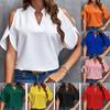 Women's Fashion Casual Solid Color Print Short Sleeve V Neck Blouses & Shirts