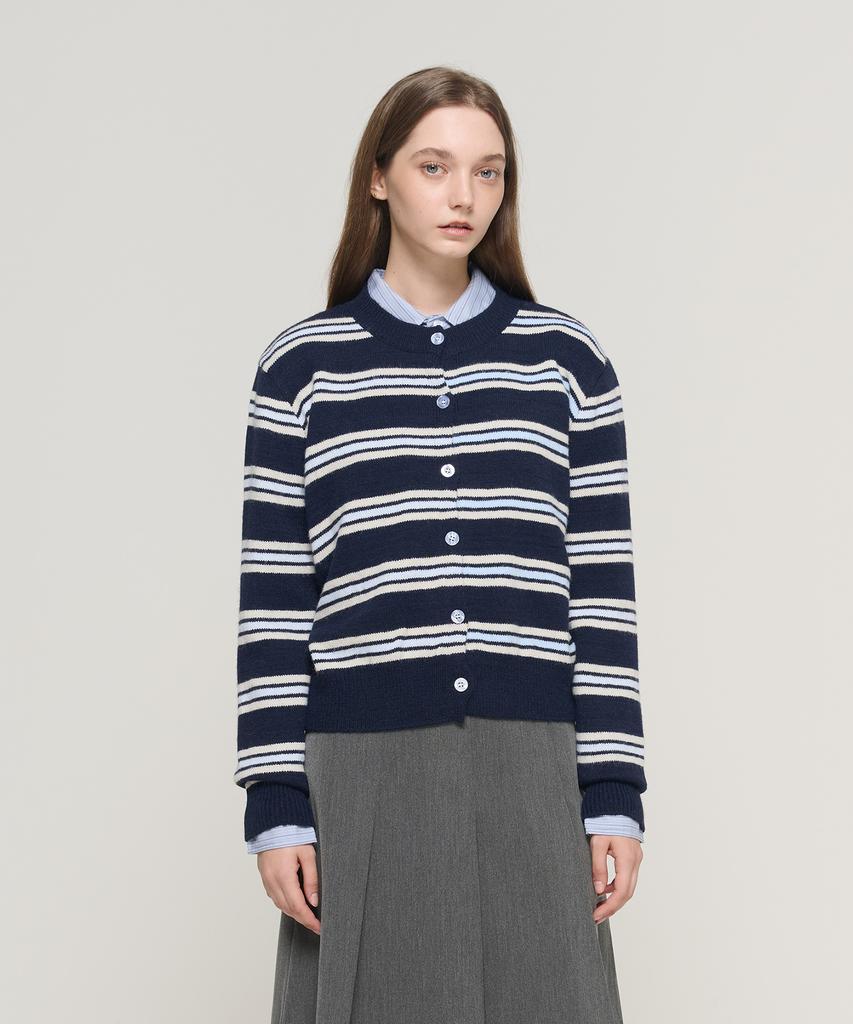 Cargobros For Woman Multi-Stripe Cardigan (Navy)