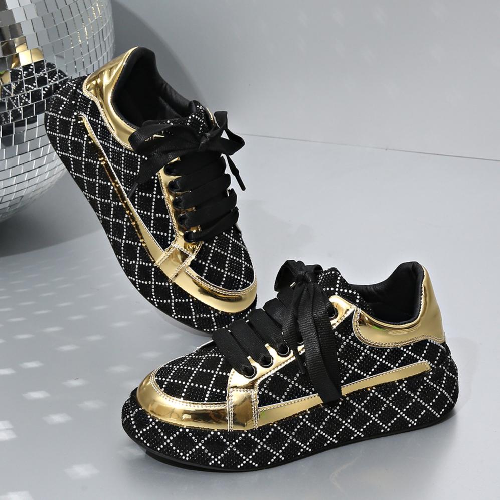 

Женские кроссовки Full Diamond для весны, лета и осени, дышащие, на толстой подошве, удобные, повседневные, спортивные 40 золотой