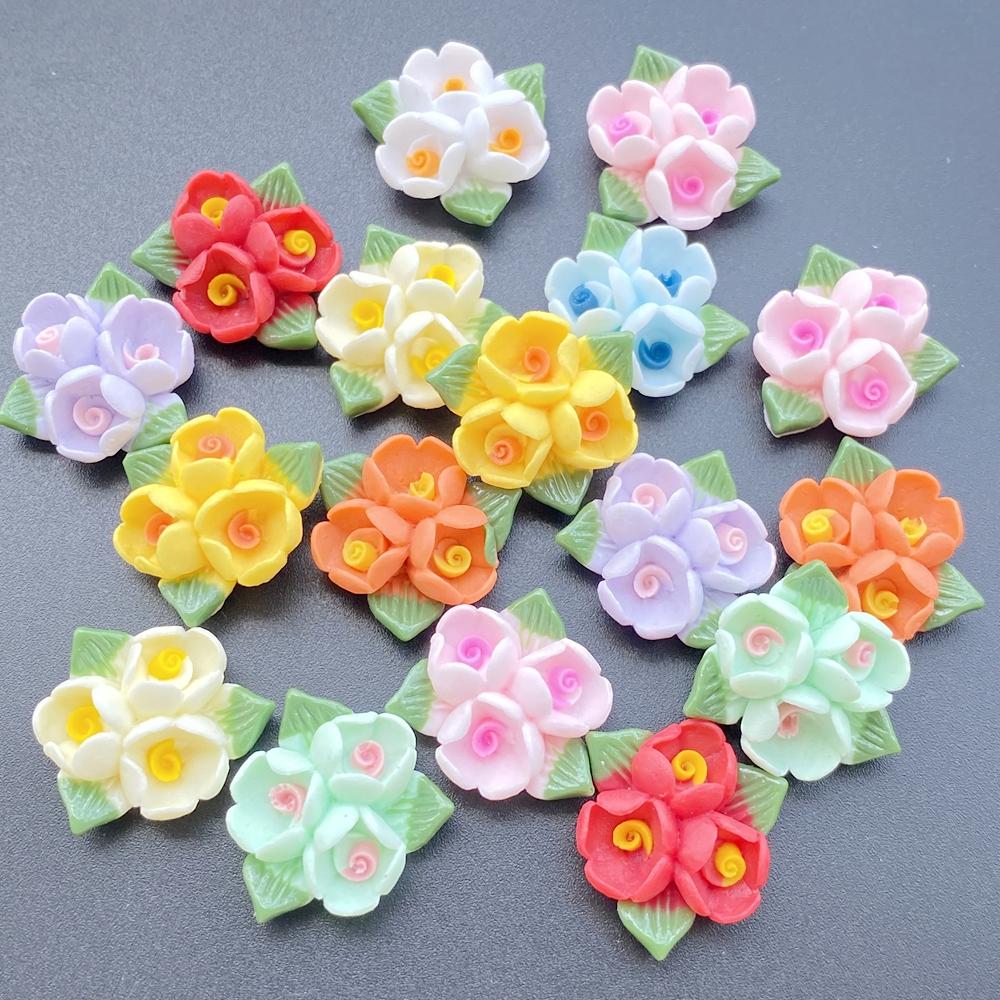 10PCS Vibrant Resin Three Roses For Scrapbooking, Wedding Decor & DIY Jewelry Making Accessories
