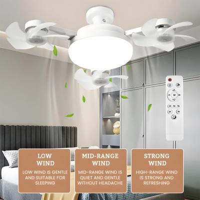 Ventilador colgante 2 en 1 con linterna LED, 3 modos de color, regulable, funcionamiento silencioso, lámpara de ventilador de techo con control remoto