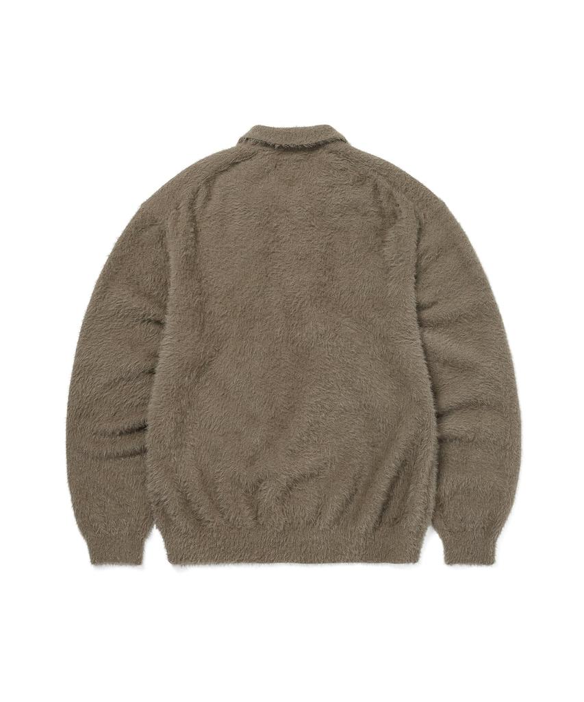 THISISNEVERTHAT Sct-Logo Shaggy Knit Polo Mud