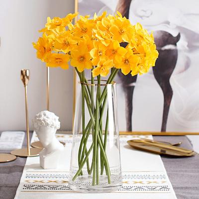 6Pcs/Bunch Artificial Daffodil Flower Realistic Fake Silk Flower Home Office Wedding Party Indoor Outdoor Faux Flower Plants Decoration
