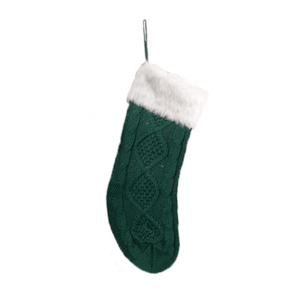Large Size Knitted Christmas Stocking With Fluff Christmas Tree Ornaments Christmas Gift Bag  Kids