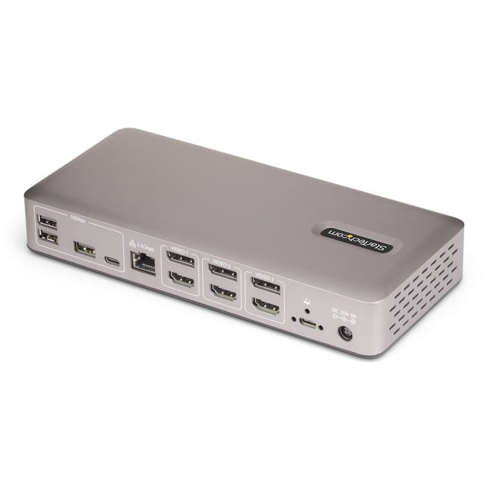Dockningsstation för tre skärmar - STARTECH - USB4 - 40 Gbps - Kompatibel med Thunderbolt 3 - Färg Grå