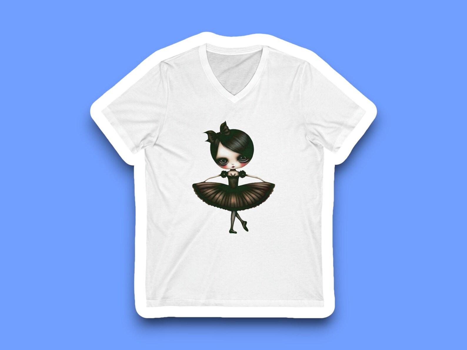 Black Swan Ballerina Short Sleeve V-Neck Tee 140
