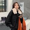 Winter Fleece Lined Leather Parka Coat for Women Korean Loose Short Jacket Warm Outerwear