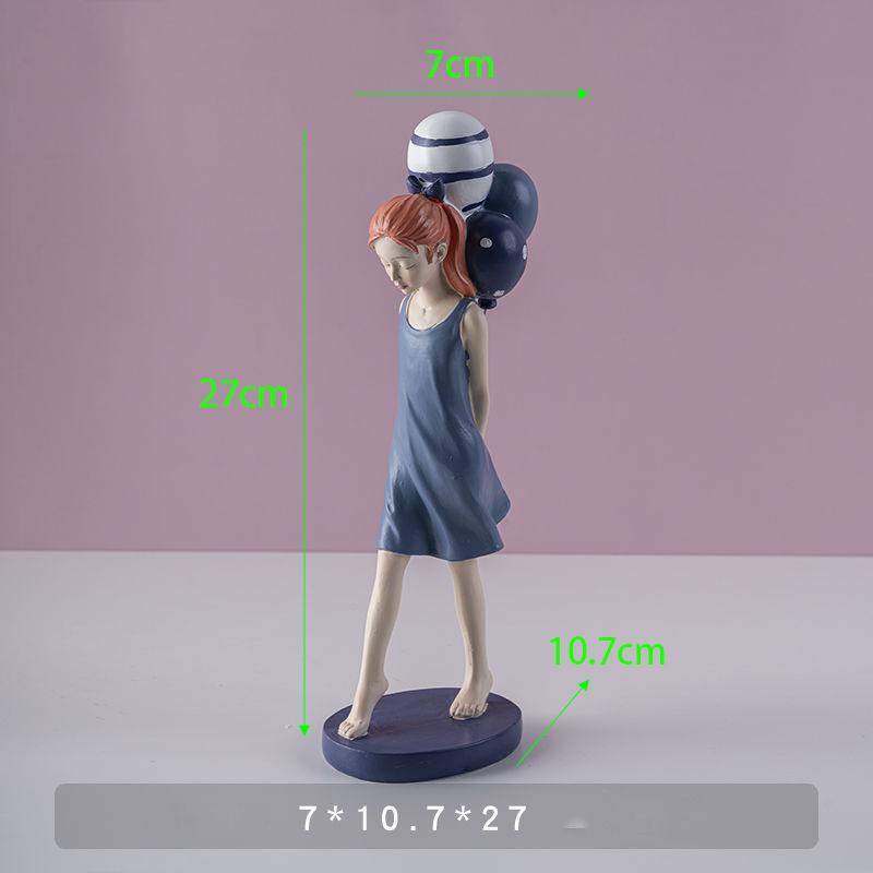 Nowoczesna żywica słodka dziewczyna balonowa statua akcesoria dom salon figurki pulpit dekoracja regał szafka rzeźba rzemiosło