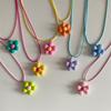 Sweet Colorful Flower Pendant Necklace for Women Girl Floral Design Rope Chain Chokers Fashion Jewelry Gift