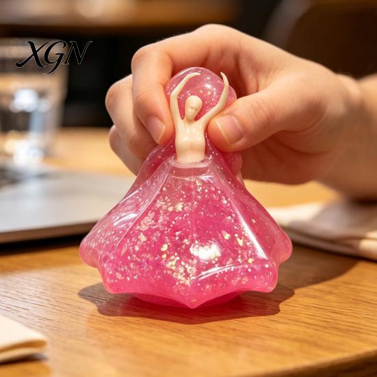 Ballettänzer Schreibtischornament Stressabbau Spielzeug, Tänzerin Knetspielzeug mit Glitzer-Dekor Kleid, Sensorisches Fidget zur Dekoration Weich