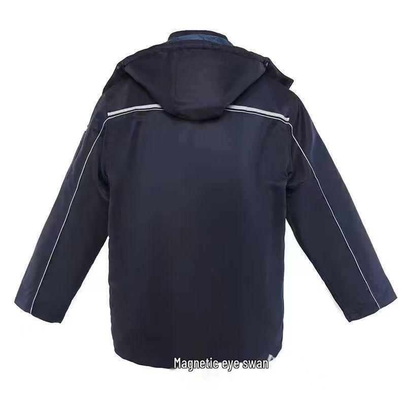 Men's Winter Anti-static Cotton-padded Work Jacket, Removable and Thickened for Warmth and Labor Protection.