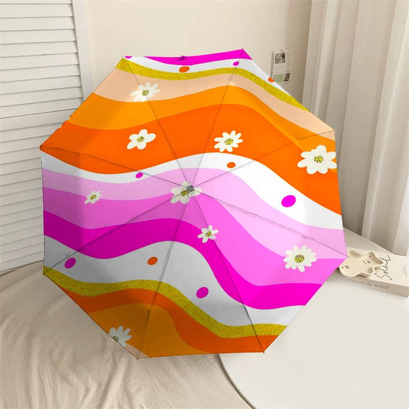 

1PC Flowers Pattern Automatic Open/Close Umbrella Compact Folding Umbrella with 8-Rib Shaft lightweight esign, Highquality Fabric1189A